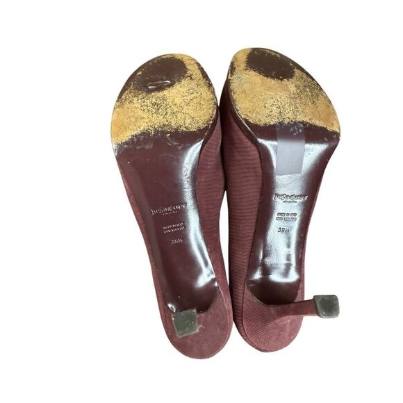 Vintage Yves Saint Laurent Burgundy Faux Snakeskin Leather Pumps Size 8 US - Picture 12 of 13